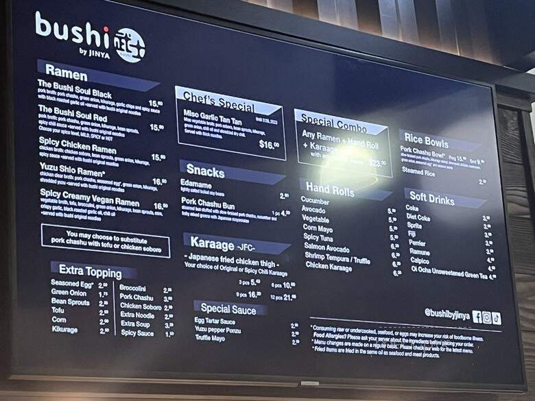 Bushi by JINYA - Rancho Cucamonga, CA menu_pic