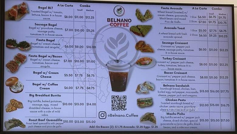 Belnano Coffee - Atascadero, CA menu_pic
