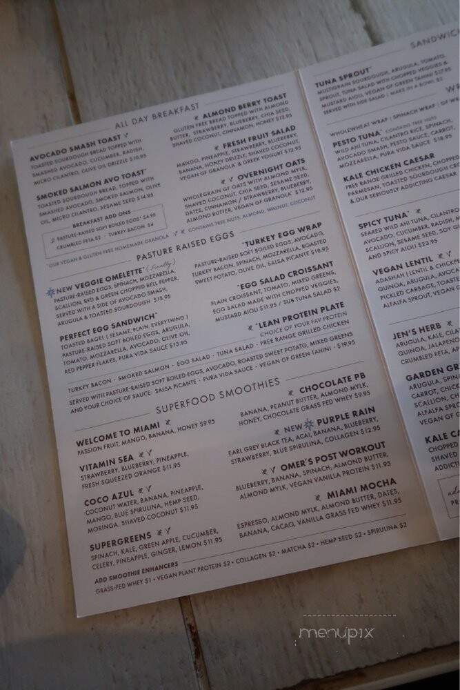Pura Vida - South Miami, FL menu_pic