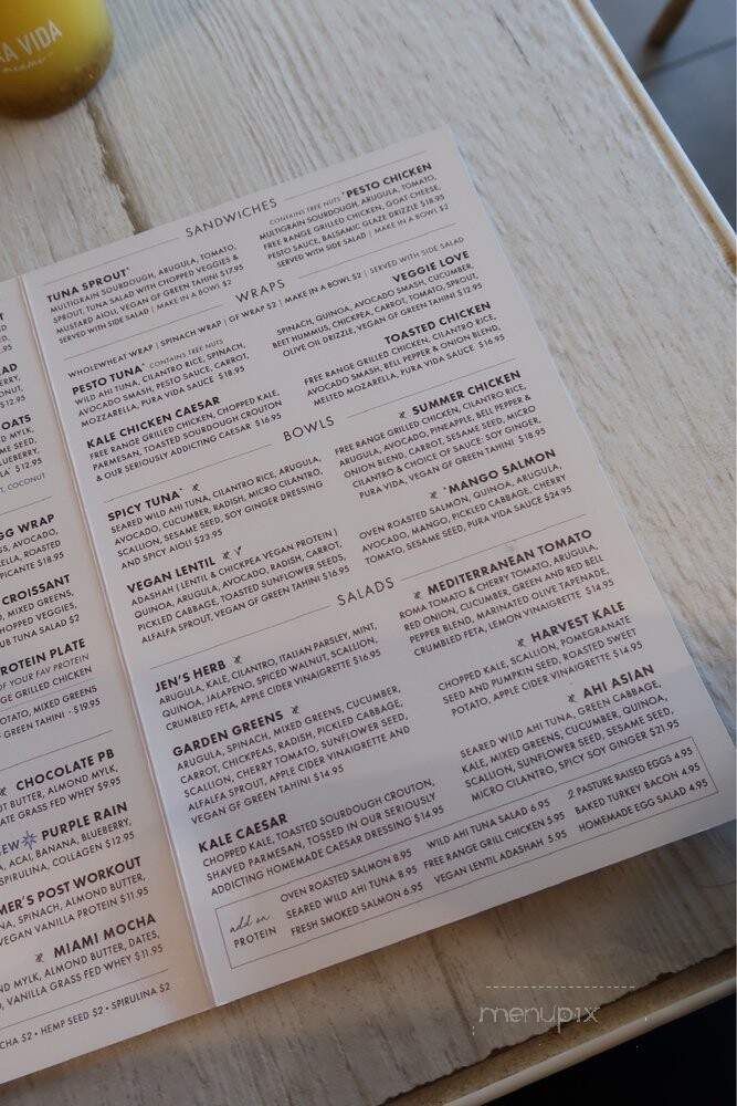 Pura Vida - South Miami, FL menu_pic