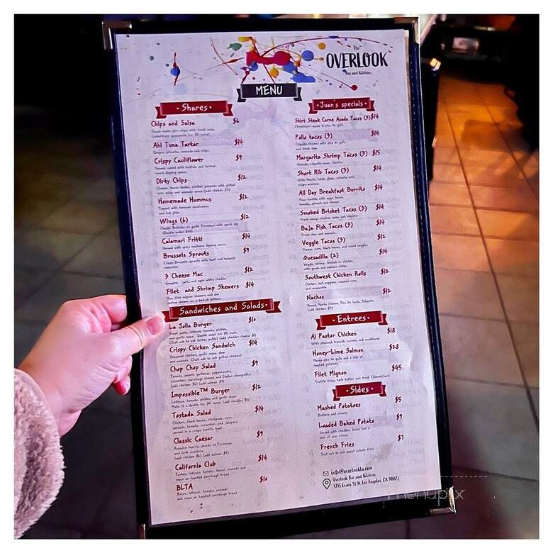 The Overlook Bar and Kitchen - Los Angeles, CA menu_pic