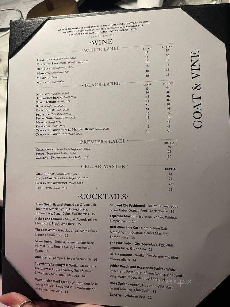 Goat and Vine Restaurant + Winery - Fort Worth, TX menu_pic
