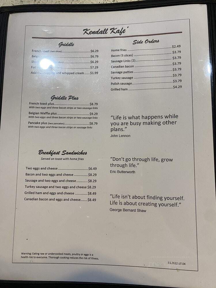 Kendall Kafe - Tamarac, FL menu_pic