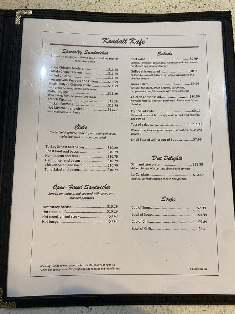 Kendall Kafe - Tamarac, FL menu_pic