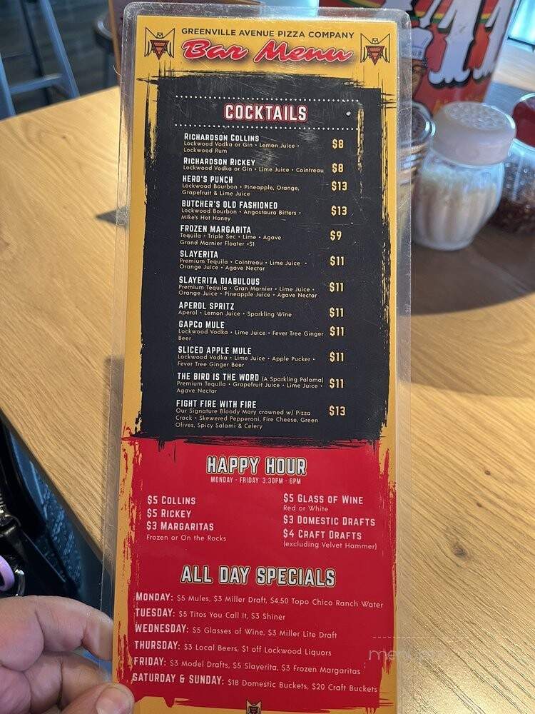 Greenville Avenue Pizza Company - Richardson, TX menu_pic