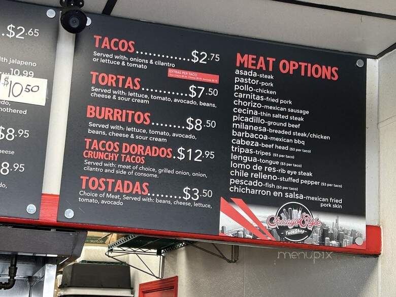 Chicago Style Taco Shop - Lombard, IL menu_pic