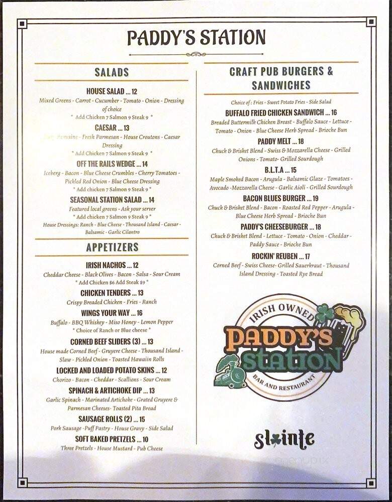 Paddy's Station - San Juan Capistrano, CA menu_pic