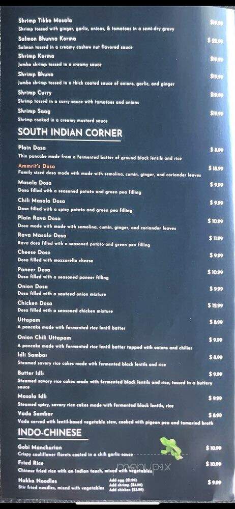 Ammrit Indian Cuisine - South Daytona, FL menu_pic