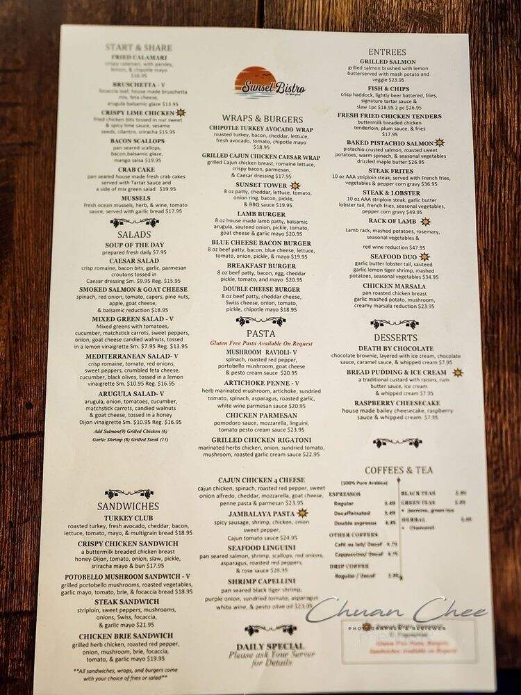 Sunset Bistro - Burlington, ON menu_pic