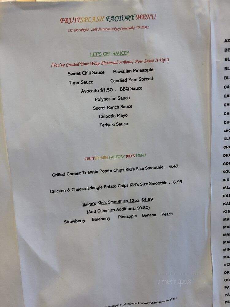 FruitSplash Factory - Chesapeake, VA menu_pic