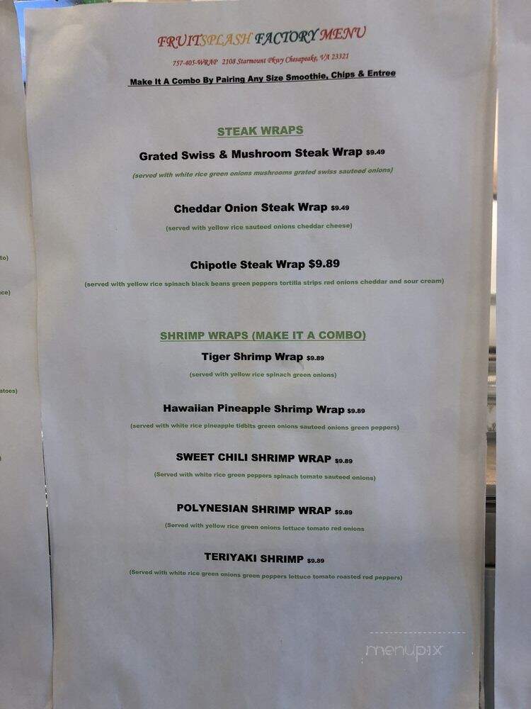 FruitSplash Factory - Chesapeake, VA menu_pic