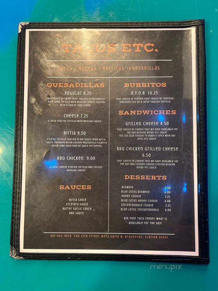 Taco's Etcetera - Bradenton, FL menu_pic