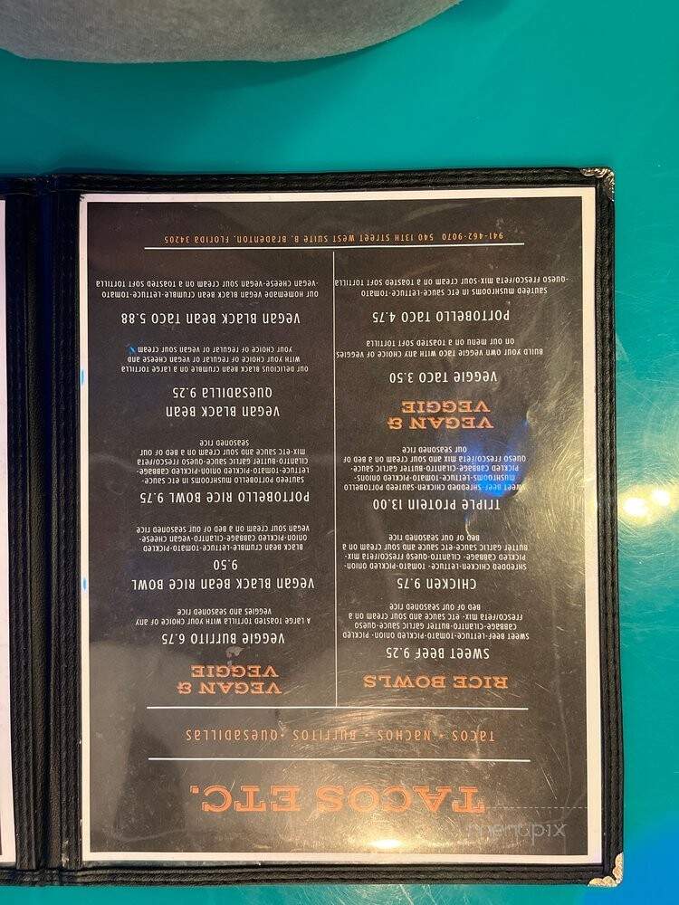 Taco's Etcetera - Bradenton, FL menu_pic