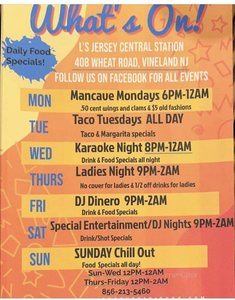 L's Jersey Central Station Bar & Grill - Vineland, NJ menu_pic