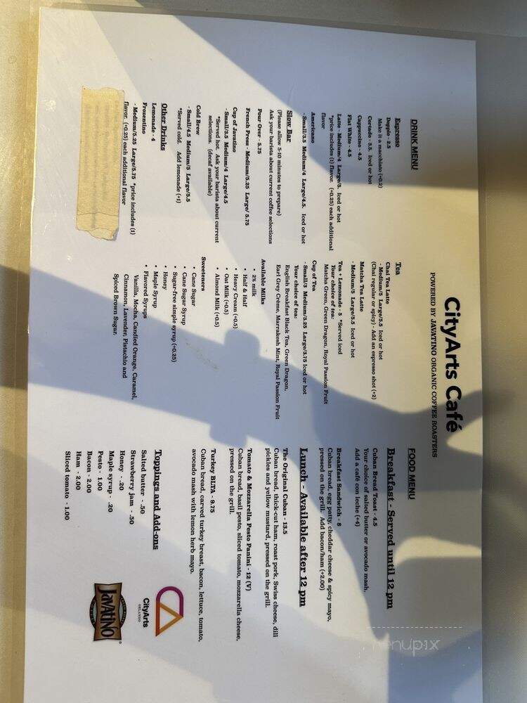 CityArts Cafe - Orlando, FL menu_pic