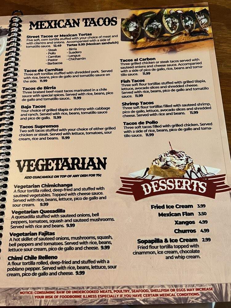 Ok Maguey - Oxford, MS menu_pic