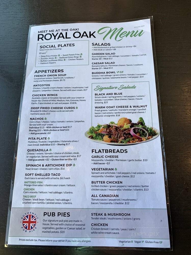 The Royal Oak - Ottawa, ON menu_pic