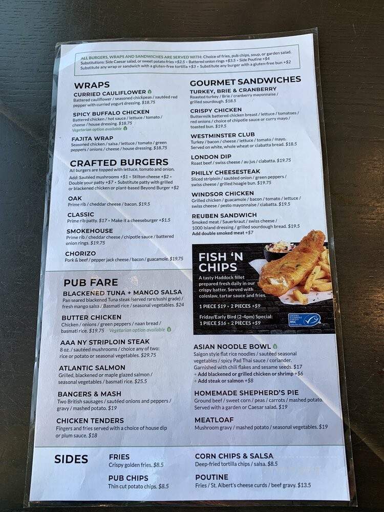 The Royal Oak - Ottawa, ON menu_pic