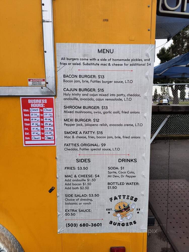 Fatties Burgers - Woodburn, OR menu_pic