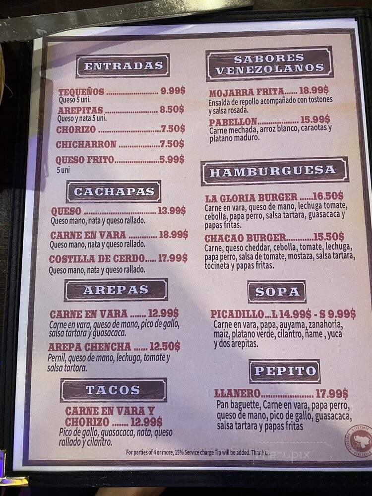 La Gloria Grill - Kissimmee, FL menu_pic