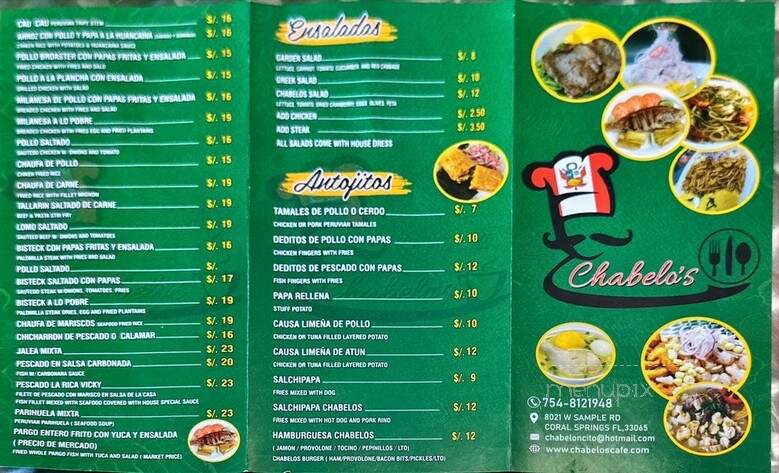 Chabelos Cafe - Coral Springs, FL menu_pic