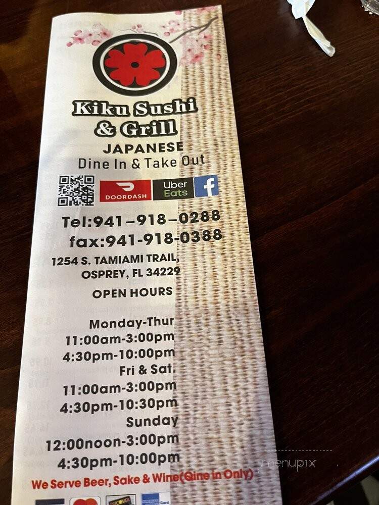 Kiku Sushi & Grill - Osprey, FL menu_pic