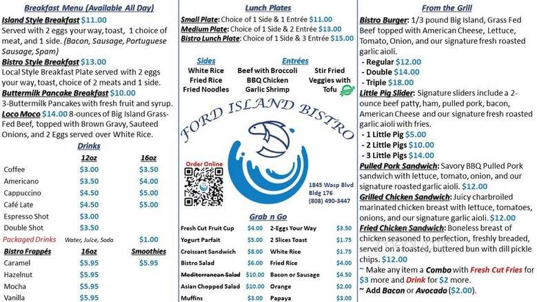Ford Island Bistro - Honolulu, HI menu_pic