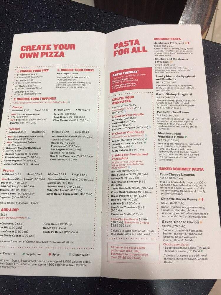 Boston Pizza - Niagara Falls, ON menu_pic