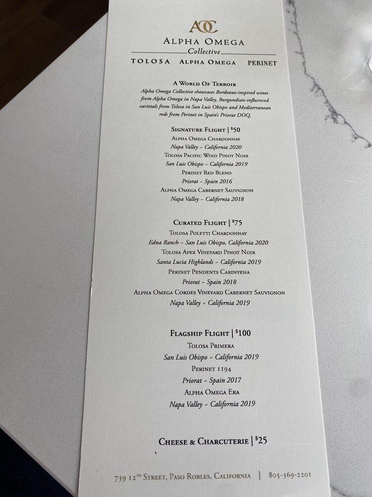 Alpha Omega Collective Paso Robles - Paso Robles, CA menu_pic