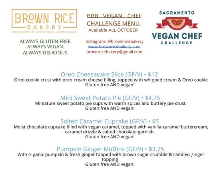 Brown Rice Bakery - Sacramento, CA menu_pic