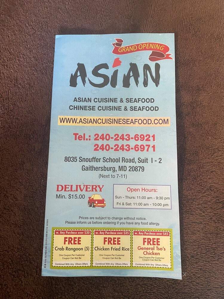 Asian Cuisine & Seafood - Gaithersburg, MD