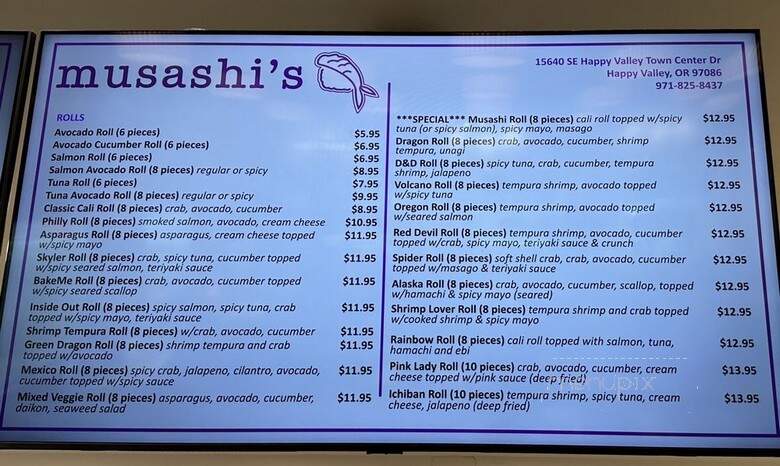 Musashi's Cafe - Happy Valley, OR menu_pic