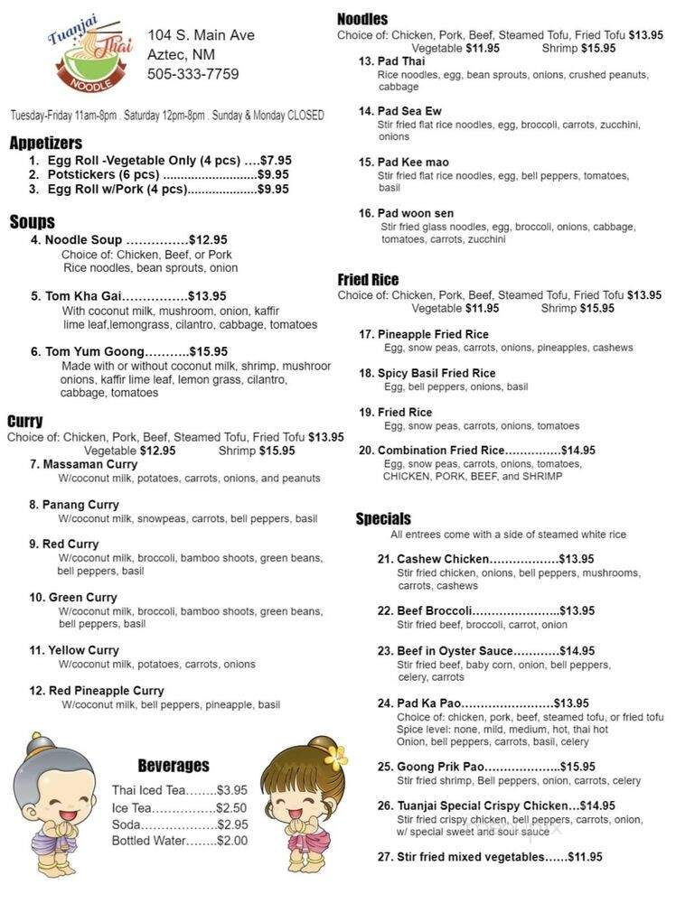 Tuanjai Thai Noodle - Lovington, NM menu_pic