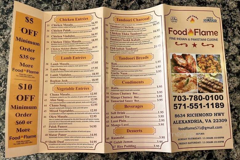 Food Flame - Alexandria, VA menu_pic
