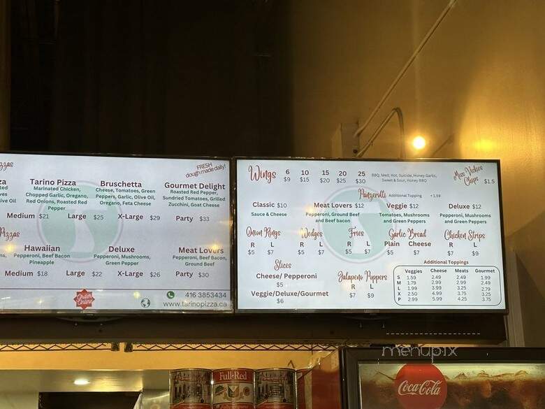 Tarino Pizza - Don Mills, ON menu_pic