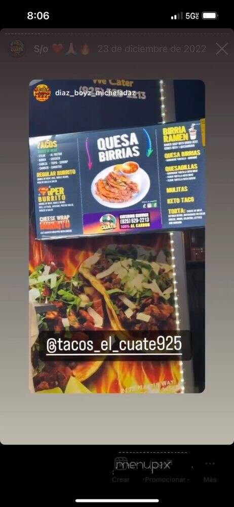 Tacos El Cuate - Pittsburg, CA menu_pic