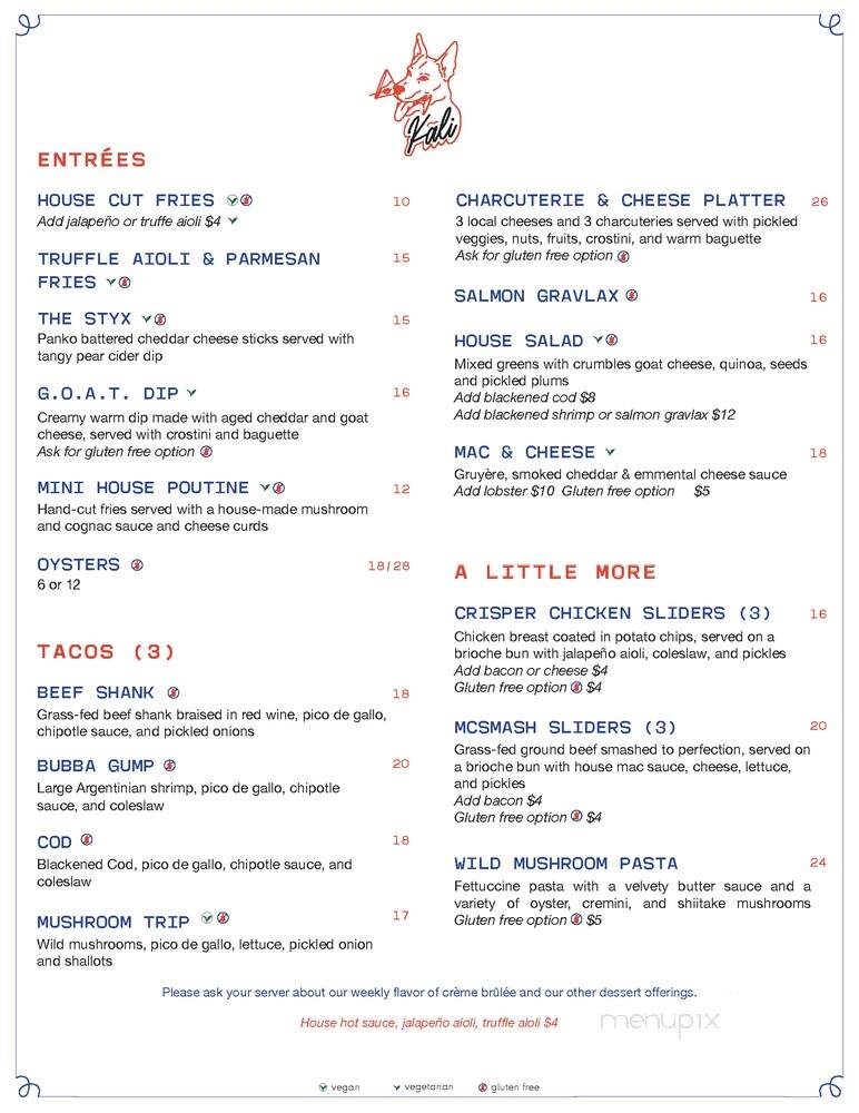 Kali Bistro - Montreal, QC menu_pic