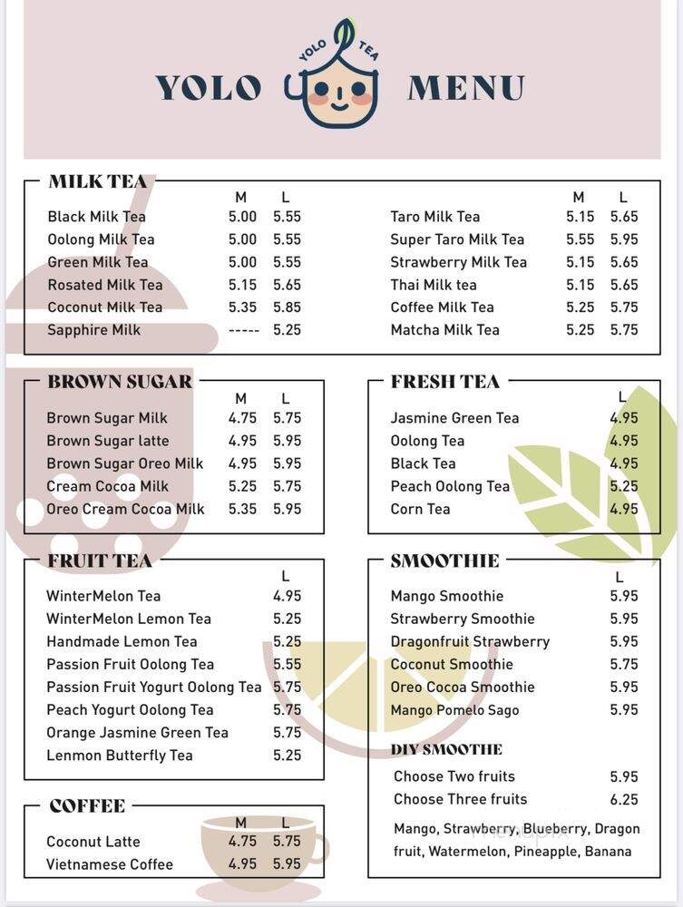 Yolo Tea - Lawrence, KS menu_pic