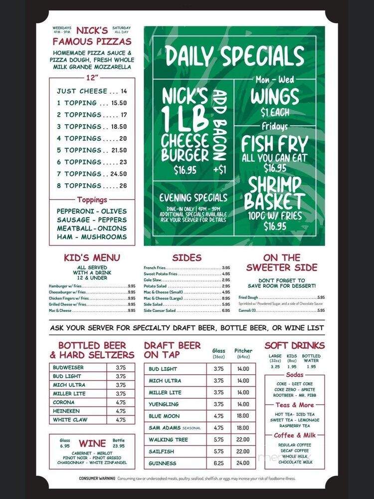 Nick's Family Restaurant - Vero Beach, FL menu_pic