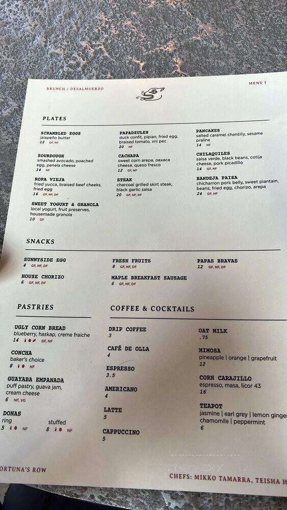 Fortuna's Row - Calgary, AB menu_pic