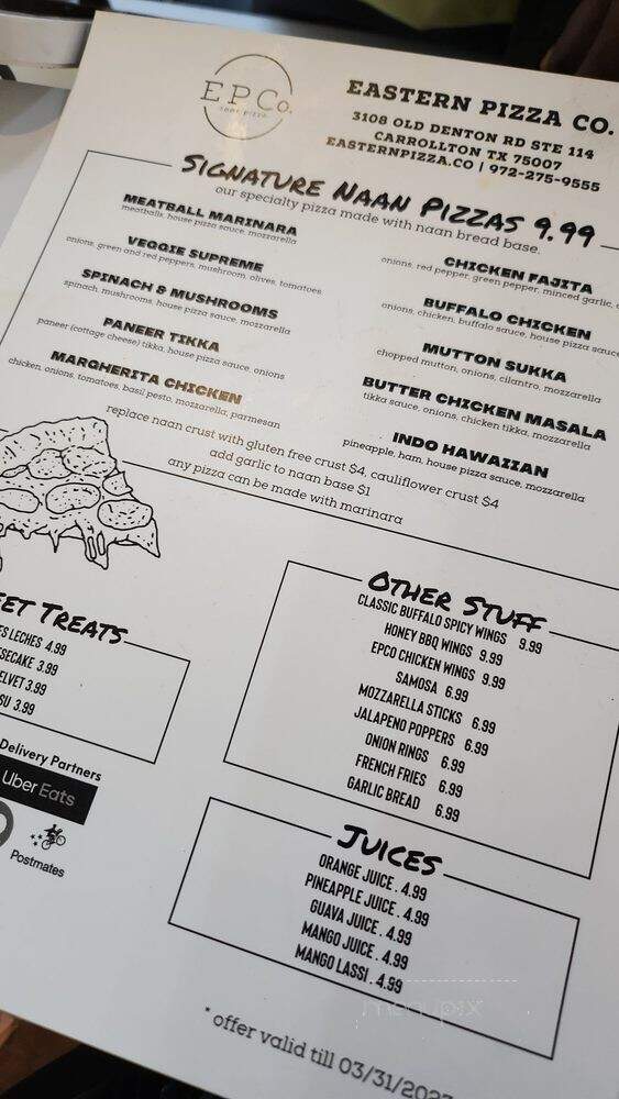 Eastern Pizza - Carrollton, TX menu_pic