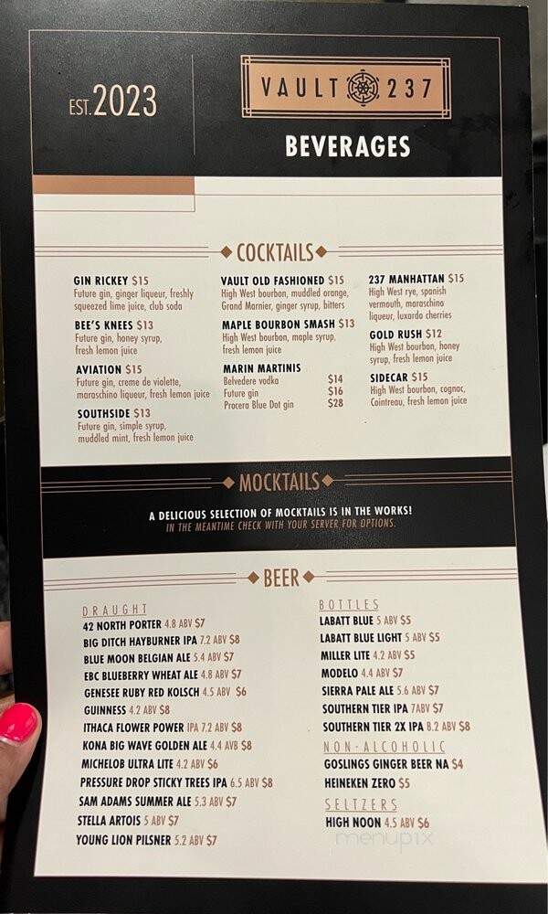 Vault@237 - Buffalo, NY menu_pic