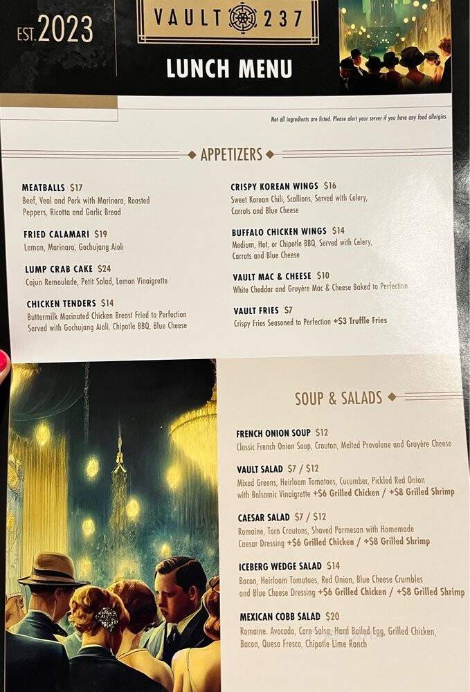 Vault@237 - Buffalo, NY menu_pic