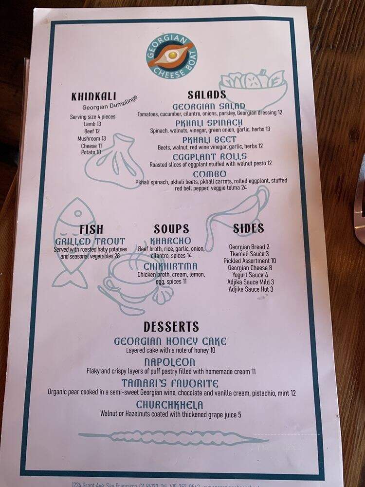 Georgian Cheese Boat - San Francisco, CA menu_pic