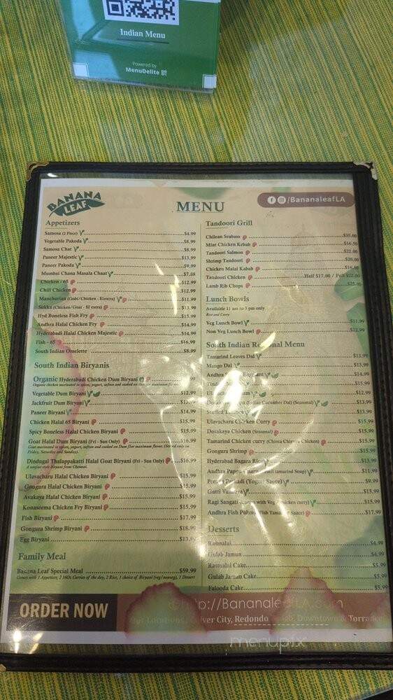 Banana Leaf Express Indian Restaurant - Los Angeles, CA menu_pic