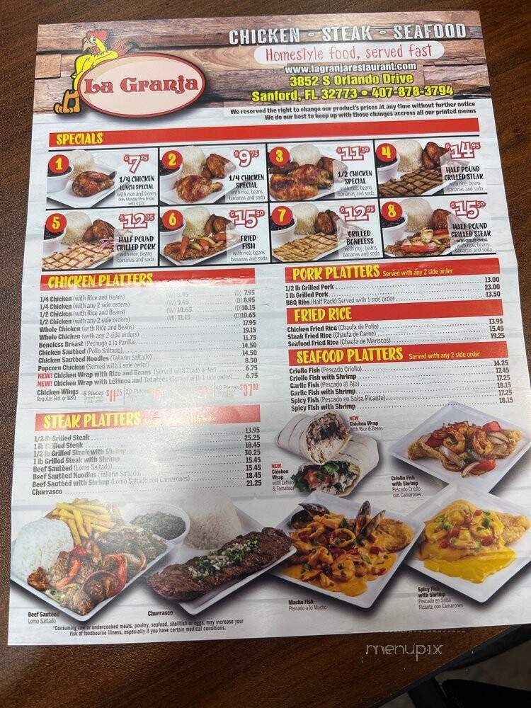 La Granja Sanford - Sanford, FL menu_pic
