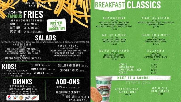 Jon Smith Subs - Sherwood Park, AB menu_pic