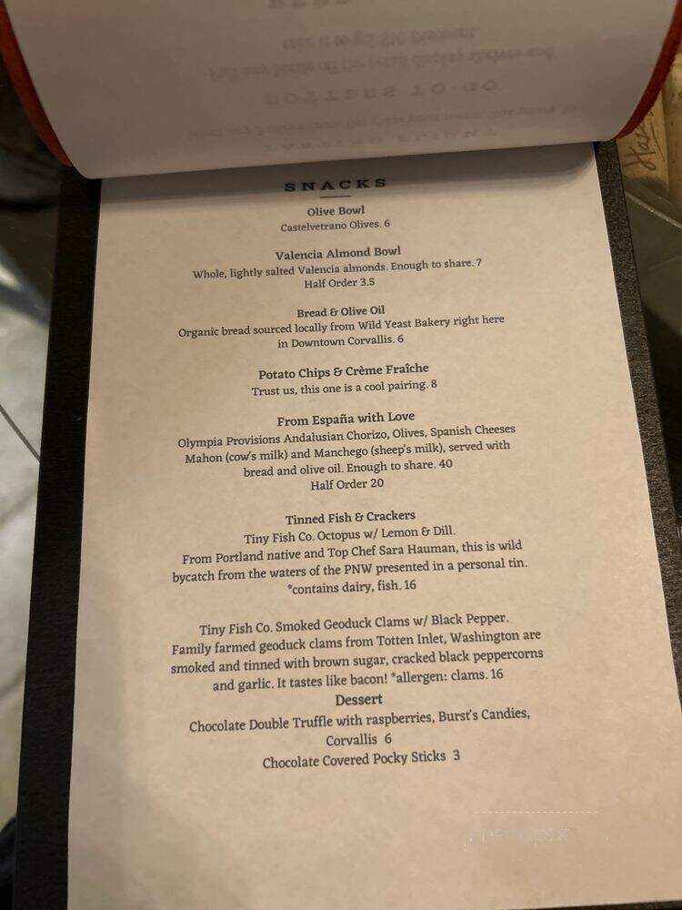 Corazon - Corvallis, OR menu_pic