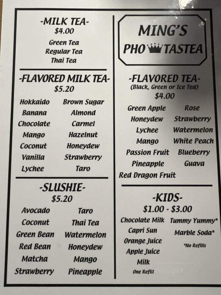 Pho King Tastea - Pocatello, ID menu_pic