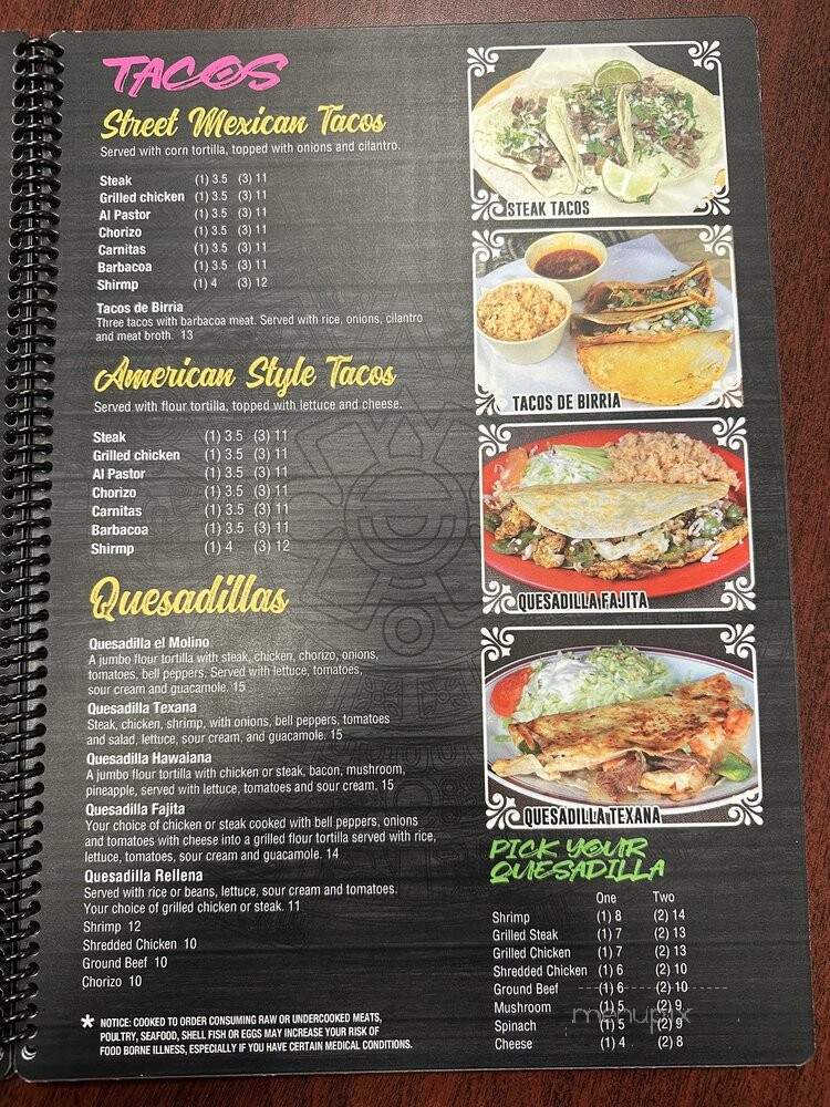 El Molino Mexican Resturant - Lafayette, IN menu_pic